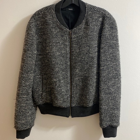 City Chic Tweed Theory Bomber Jacket - Picture 4 of 6